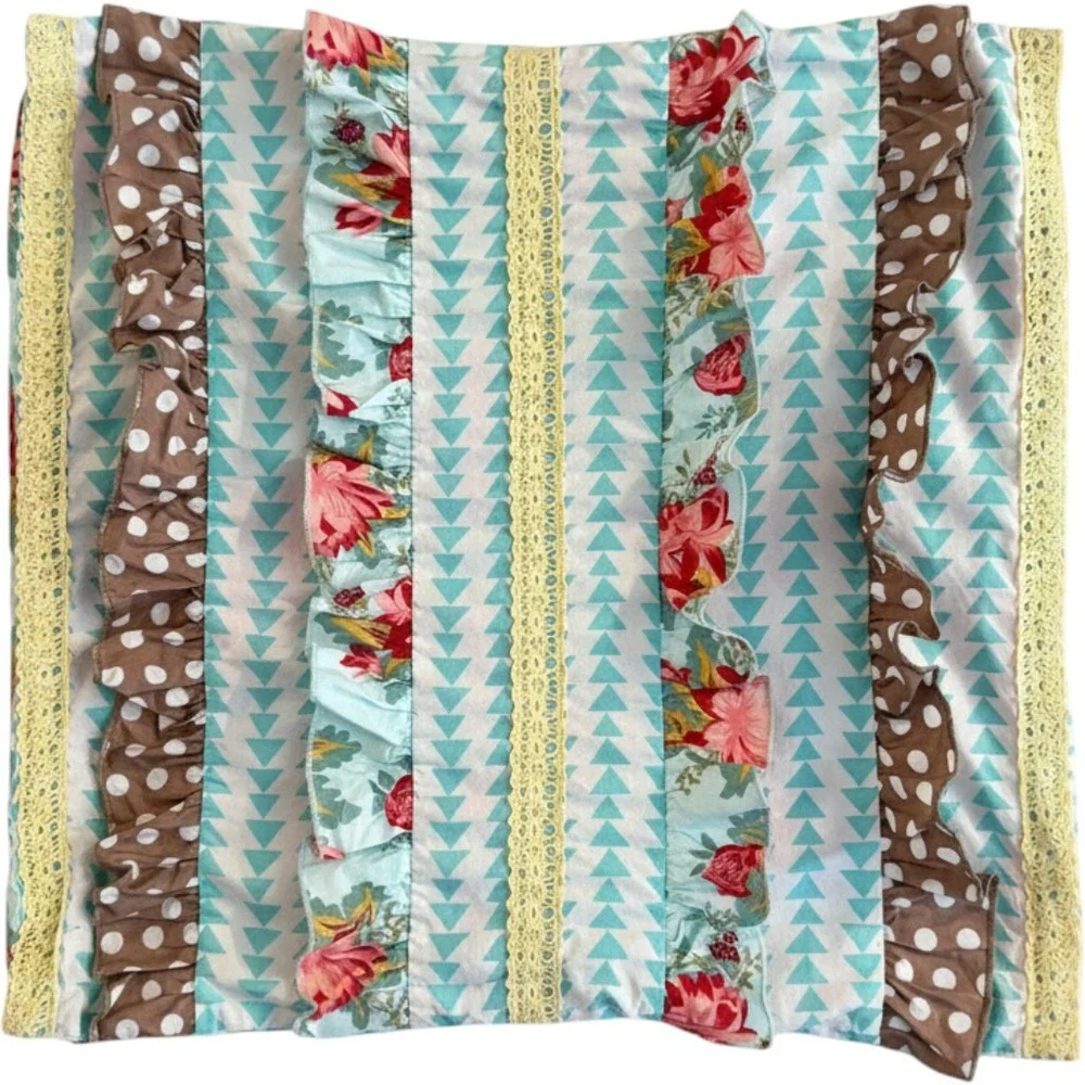 Matilda Jane Ruffled Pillow Sham Case 20 x 17 Floral Floral Polka Dot Patchwork